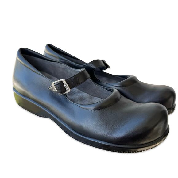 SoftWalk Black Leather Mary Jane Shoes 8.5 Narrow Comfort Work Flat - Picture 1 of 6